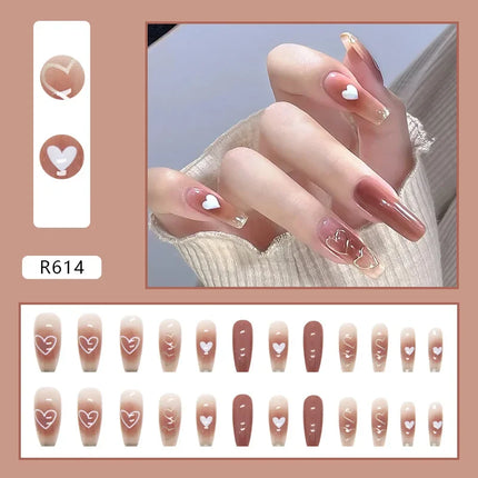 Cool Ash 24 Pcs Press on Nails Pink Nail polish Glossy Artificial Finger Manicure Reusable False Nails for Women