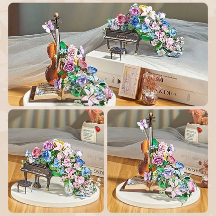 NEW DIY 3D Metal Puzzle Violin Eternal Flower Model Building Kits Assembly Camellia Lily Jigsaw Puzzles for Girls Birthday Gifts