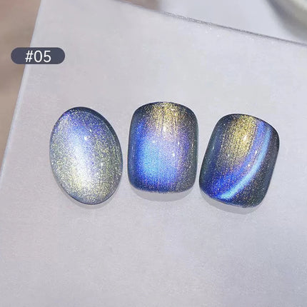 6PCS 2026 New Trendy Nail Art Fashion Phototherapy Iceland Aurora Blue-Green-Purple Cat Eye Gel Magnetic Powder Gold Nail Polish