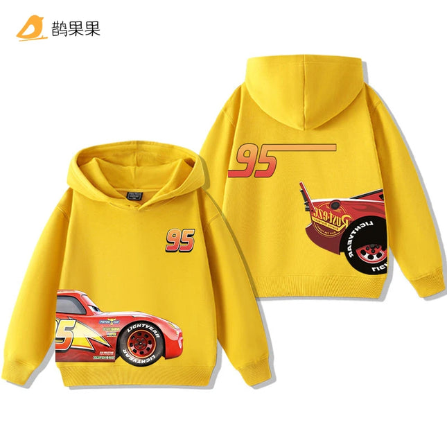 Cars Lightning McQueen Fun Printed Kids Boys Girls Hooded Sweatshirt Fall and Winter Casual Fashion Warm Student Hoodie