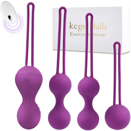 4pcs Kegel Exercise Vagina Balls Vibrator Remote Control Trainer Beginners Shrink Massage Ball Vibrating Eggs Sex Toys For Women