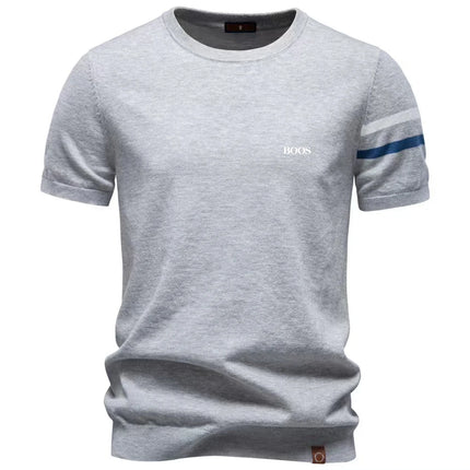 Summer new cross-border pure cotton fashionable men's short sleeved woolen round neck T-shirt men's casual T-shirt Polo shirt