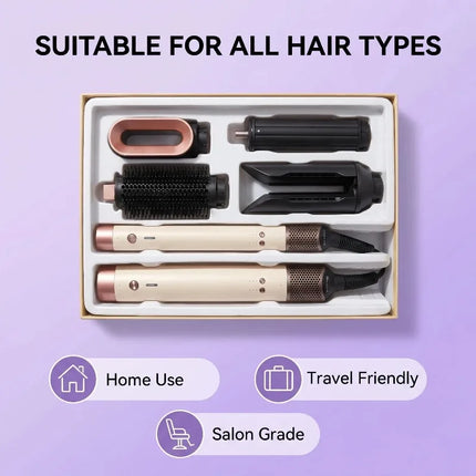 5 in 1  Detachable Airflow Hair Dryer Brush Comb Curler Straightening Brush Heat Control Styler for Smooth Hair anion