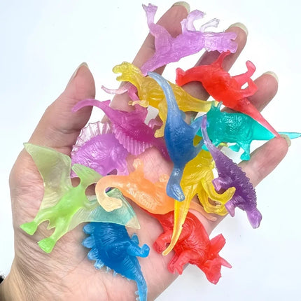 28Pcs/Set Mini Soft Rubber Glow-in-the-dark Dinosaur Figure Toys Fluorescent Simulation Small Dinosaur Model Decoration Gift