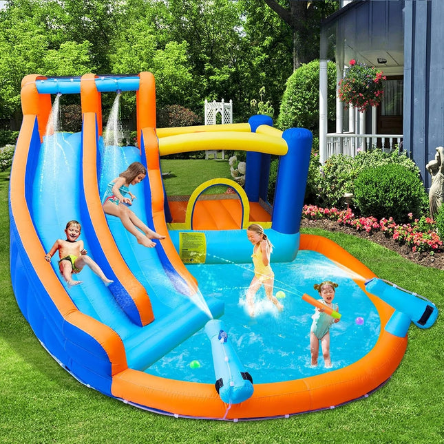 SkyBounce Inflatable Bounce House Water Water Park Double Slide Bouncer Castle Pool Climbing Wall Blower Backyard Indoor Outdoor