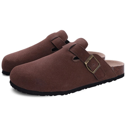 Kidmi New Women Clogs Men Clogs Suede Slippers Fashion Cork Footbed Leather Slippers Classic Mules Soft Antiskid House Slippers