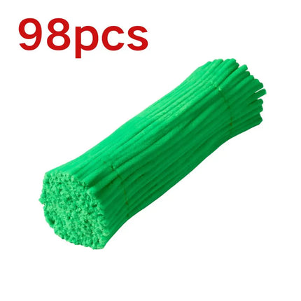98pcs Green/White/Yellow Chenille Pipe Cleaners, DIY Handmade Flower Ornaments Art Craft Materials YMY