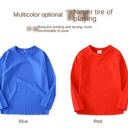 Autumn Spring Cotton Children T-shirt Boys Girls Tees Long Sleeve White Shirt Kids Tops Baby Clothes Solid Black Blue Yellow