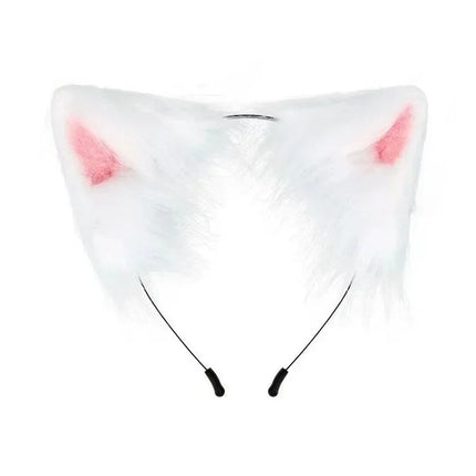 Costume Accessory Set Fox Ears and Tail Soft Faux Fur Hair Band Animal Themed Cosplay Halloween Party
