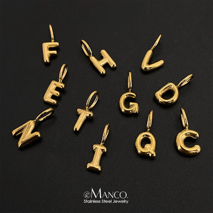 eManco Stainless Steel Gold-plated Charms Modern Style 3D Bubble Alphabet Elements DIY Necklace Bracelet Jewelry Making