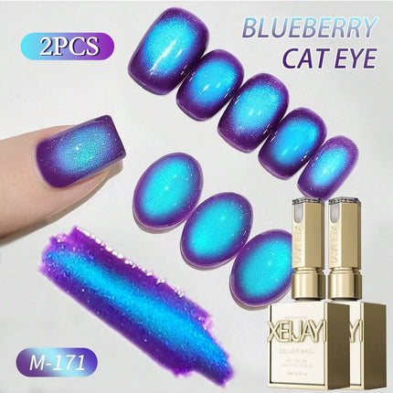 1/2PCS blueberry cat Eye gel nail polish, UV LED curing, long-acting fast drying nail art gel