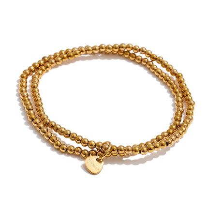 Yhpup Handmade Beads Jewelry Stainless Steel Elasticity Bracelet Bangle Ring Waterproof Fashion Summer Popular Jewelry Wholesale