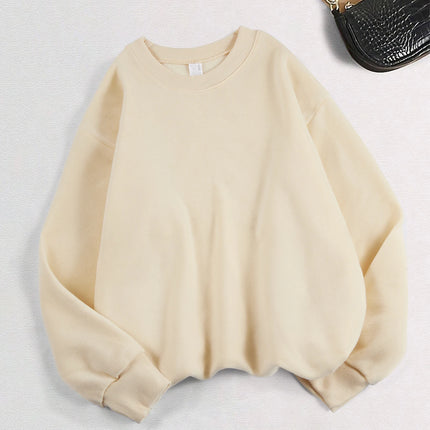 2026 Winter Womens Solid Hoodies Basic Warm Fleece Sweatshirt Soft Breathable O-Neck Pullover Casual Oversize Female Clothes