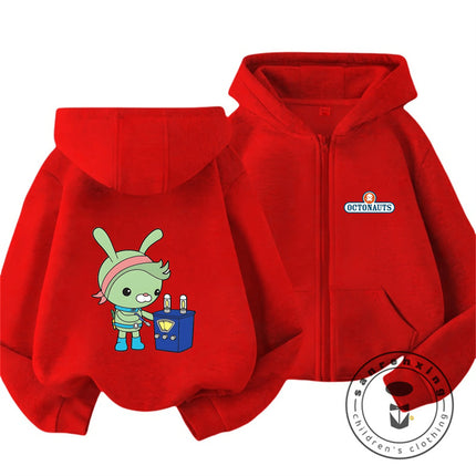 Cute Kawaii 2026 Octonauts Zipper Hoodie 3-14Y Boys Girls Autumn Winter Cartoon Street Hot Fashion Outdoor Casual Lovely