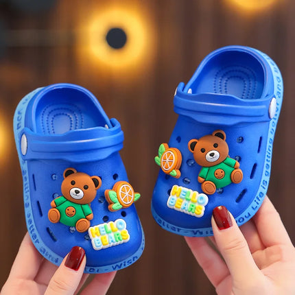 Summer Kids Slippers Sandals  Children's Shoes  Soft  Anti-Skid Cartoon DIY Design Hole Baby Shoes Sandy Beach For Boys Girls