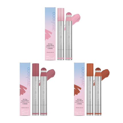 Liquid Blush Stick with Sponge Tip Waterproof Long-Lasting Brightening Moisturizing Lips Cheeks Natural Korean Cosmetic Makeup