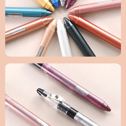 12Colors Glitter Eyeshadow Pen Long Lasting Matte Eye Shadow Palette Shiny Highlighter Silver Purple Eyeliner Pencil Cosmetics