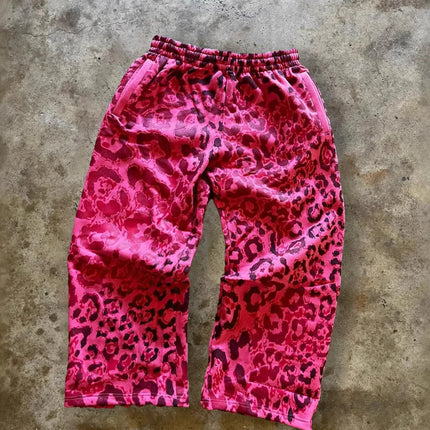 Y2K European American Fashion Leopard Print Hooded Long Sleeve Sweatshirt Jacket Comfort Casual Trend Sports Sweatpants
