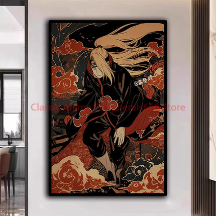 Naruto Poster Kakashi Sasuke Itachi Uchiha Akatsuki Anime Character Ukiyo-e Oil Painting Modern Home Decoration Aesthetic Gift