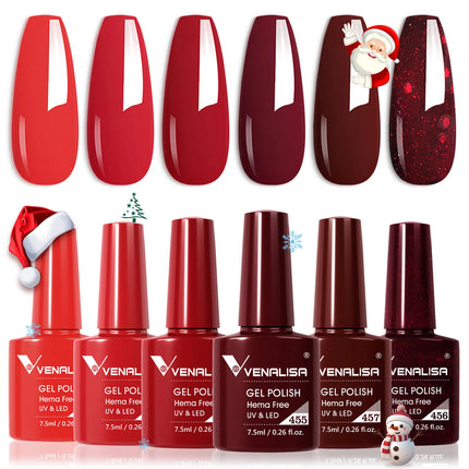 6pcs/kit VENALISA Valentine's Day Collection Lovely Pink Nails HEMA FREE TPO FREE Soak Off UV LED Semi Permanent Set Gel Varnish