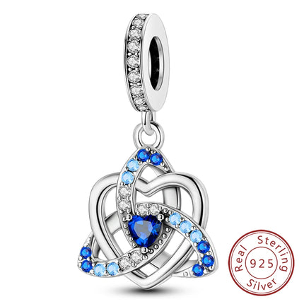 Original 925 Sterling Silver Charm Beads Love Heart Family Charms Pendant Fit Bracelet Charm Women DIY Jewelry Gift