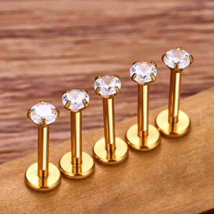 10pcs 20/18/16g G23 Titanium Piercing CZ Lip Labre Earrings set Lip Stud Ring Tragus Free Spiral Cartilage Jewelry For Women