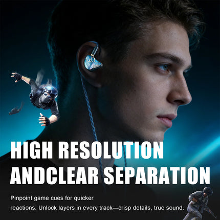 HiFiGo Juzear x Z Reviews Defiant Gaming Fidelity 1DD+3BA IEMs Gaming Tuning Swappable Plug Type‑C 3.5mm Mic In‑Ear Earphone