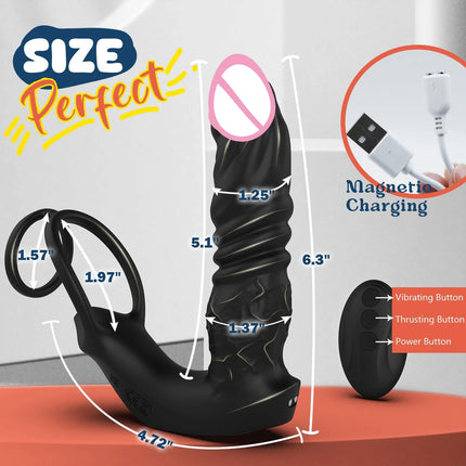 App Remote Controlled Thrusting Anal Dildo Vibrator Prostate Massager with Penis Ring Vibrating Cock Ring Adult Sex Toys for Man