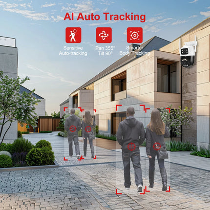 12MP 5K PTZ Wifi Camera 8X Zoom Dual Screen Ai Human Detect Auto Tracking CCTV Outdoor Surveillance Camera home iCSee
