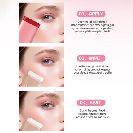MEIDIAN Matte Blush Cream 20g Nude Three-color Waterproof Smudge-proof Lightweight Breathable Multi-purpose Cushion Blush Stick