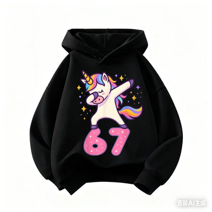 Wearing a star shaped fun printed autumn and winter casual hoodie for boys and girls, sports hooded sweatshirt with size 67