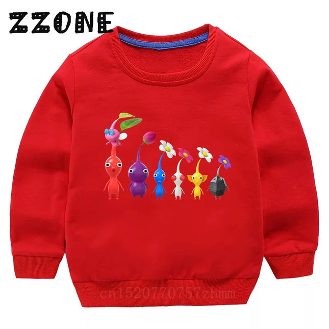 Video Game Pikmin 4 Print Kids Sweatshirts Cartoon Children Hoodies Funny Autumn Baby Pullover Outwear Tops Girls Boys Clothes