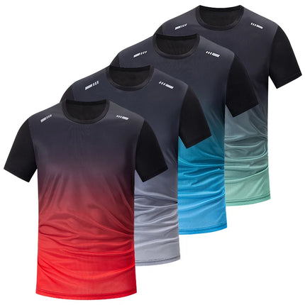 1/2/4/6-piece Men's Seasonal Sports Style Gradient Quick Drying Multi-color Short Sleeved Top Casual Running Black Shorts Set