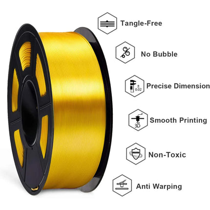 PLA Silk Gold 3D Print Filament 250g - High-Quality FDM 3D Printing Material for Home 3D Printer