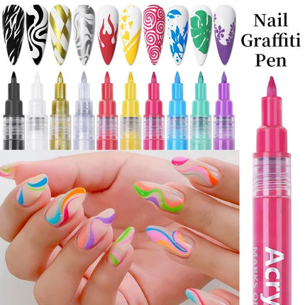 Nail Art Drawing Pen Graffiti Nail Acrylic Pen Waterproof Painting Liner DIY 3D Abstract Line Nail Art Beauty Tool Manicure