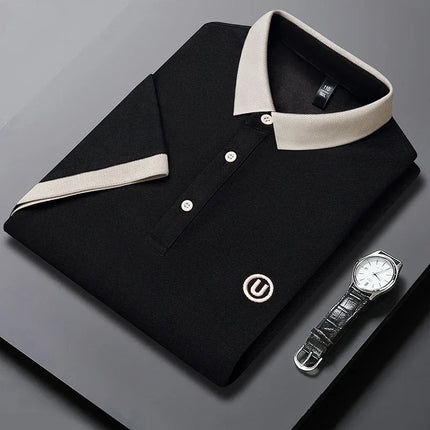 2024 Men's New Embroidered Cotton Business Casual Short Sleeve POLO Shirt Fashion Short Sleeve Comfortable and Breathable Top