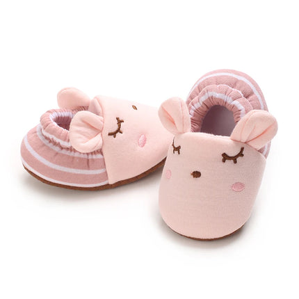 Cartoon Animal Pattern Newborn Baby Shoes Boys Girls 0-18M Slippers Soft Sole Non-slip Crib First Walker Winter Warm Booties