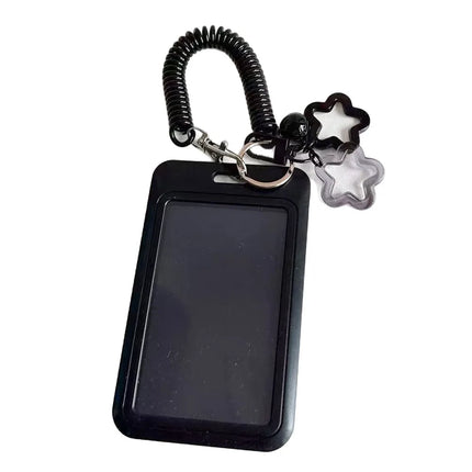 Cute Colorful ID Card Holder Clear Acrylic Star-Shaped Retractable Holder Keychain Design Keychain Holder Campus ID