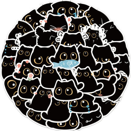 40/80pcs Kawaii Black Cat Stickers Scrapbook Luggage Motorcycle Laptop Refrigerator Cute Animal Decal Sticker for Kids Gift