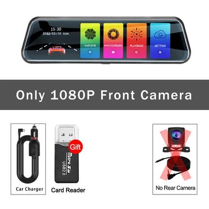 Auto Mirror Camera for Car Touch Screen Video Recorder Rearview 10" Mirror Dash Cam Front and Rear Camera Mirror DVR Black Box