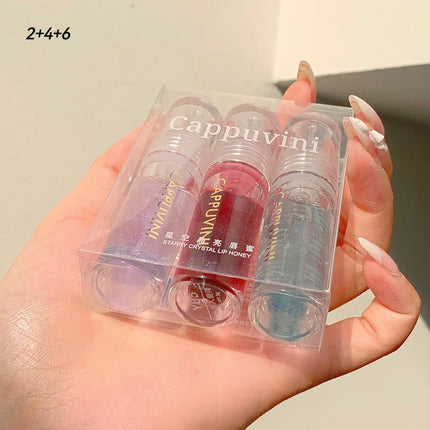 Cappuvini Ice Stick Shape Lip Oil Balm Transparent Texture Moisturizing Hydrating Luminous Lips Long-Lasting Moisture,