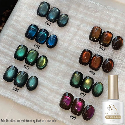 MN 10ML 2026 New Cyber Fluorite Cat Eye Gel Polish Iridescent Glass Bead Porcelain White Light-Chasing Cat Eye Nail Art Supplies