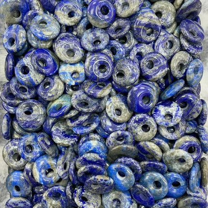 🔥RX8-1 Natural Stone Big Hole Beads Flat Round Pink Quartz Agate Jades Crystal Bead For DIY Lucky Jewelry Making