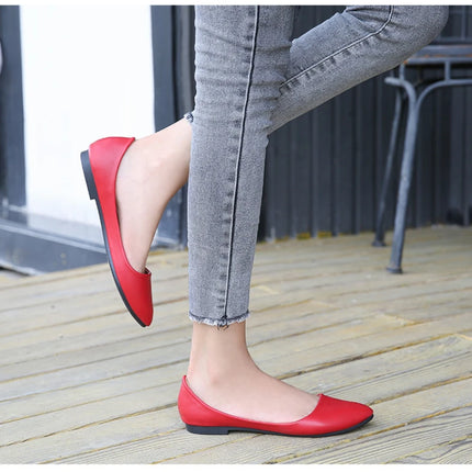 New Flat Heel Pointed Toe Flat Shoes Korean Style Fashionable Shallow Mouth Large-Size Casual Shoes Comfortable And Breathable