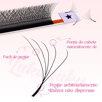 LAKANAKU Fio 5W Shaped Eyelashes Extension 6 Trays Volume Egipcio Soft Individual Premade Volume Fans Cilios Lashes