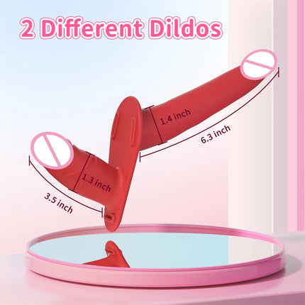 Strap-on Dildo Vibrator Vaginal Masturbatoion Clitoris Stimulator Wearable Double Head 10 Vibration Sex Toys for Couple Lesbian