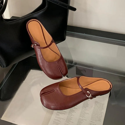 Fashion Buckle Strap Shallow Women Mary Janes Flats Shoes Strange Toe Footwear Soft Ladies Flats Lolita Shoes Female Slides