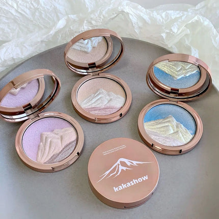 Kakashow 3 colors Sparkling highlighter Pearlescent Smooth Delicate High-Gloss Pressed Powder for Facial Brightening