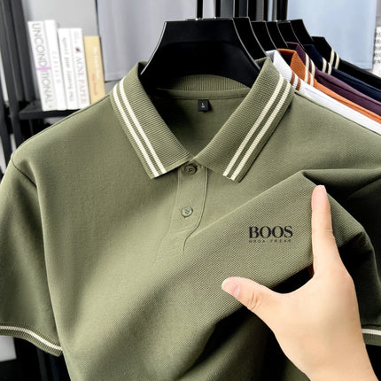 100% pure cotton high-quality T-shirt summer new men's short sleeve business casual polo shirt exquisite brand embroidered top