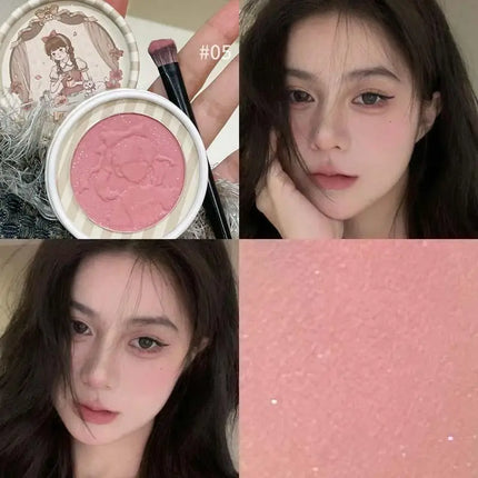 HERORANGE Dimensional Matte Shimmer Retro Almonds Blusher Rouge Enhancing Embossed Blush Fine Powder Monochrome Smooth Makeup